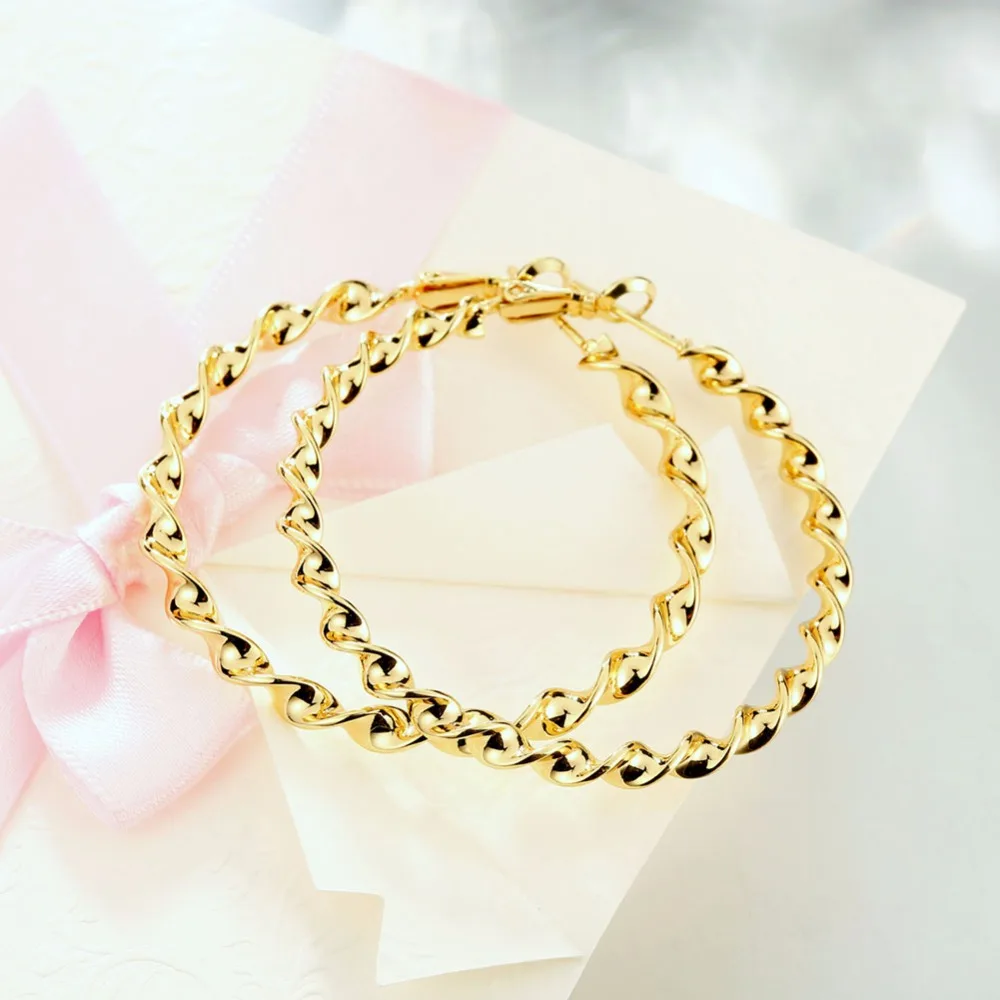 5CM Big Round Circle Hoop Earrings Gold Color Classic Twisted Statement Women Romantic Gift Trendcy Fashion Jewelry | Украшения и