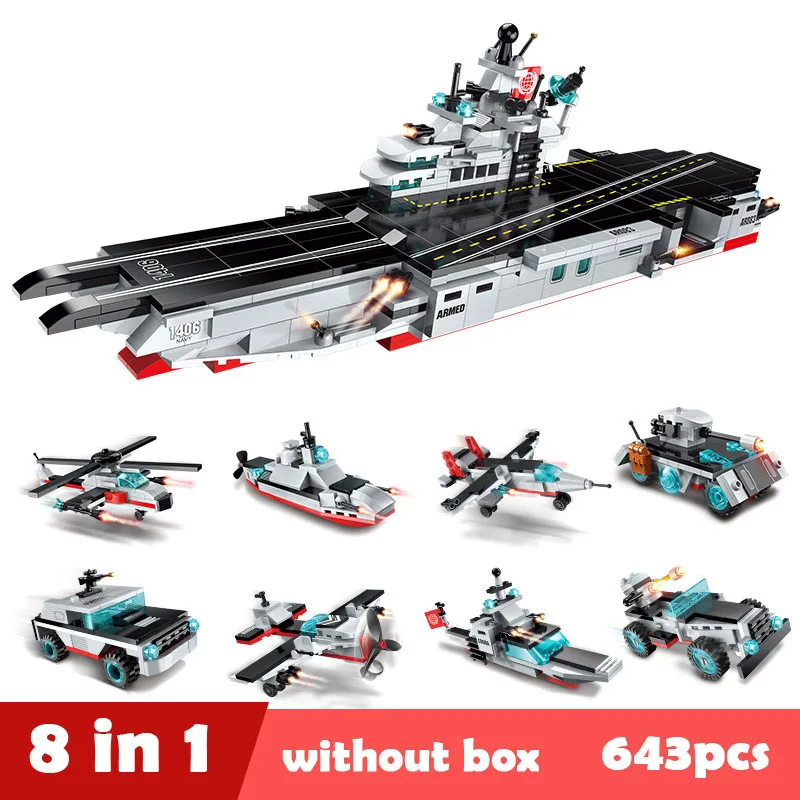 LegoINGS 643 шт. военная армейская авиационная эсминец авианосец оружие модели