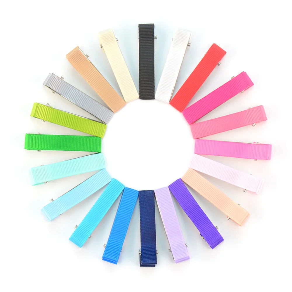 60pcs/lot 2&quot Baby Girls Hairpins Duckbill Clip With Grosgrain Ribbon Hair Band Kids Clips Headwear Accessories 66B286 | Детская