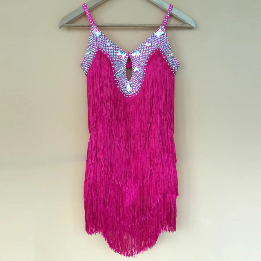 

New latin dance costumes senior sexy stones tassel latin dance dress for women latin dance competition dresses S-4XL A30