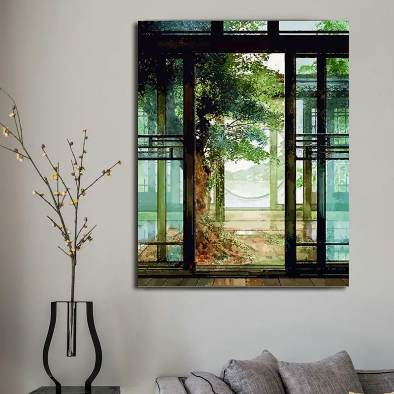 DIY colorings pictures by numbers with landscape picture drawing painting framed Home | Дом и сад
