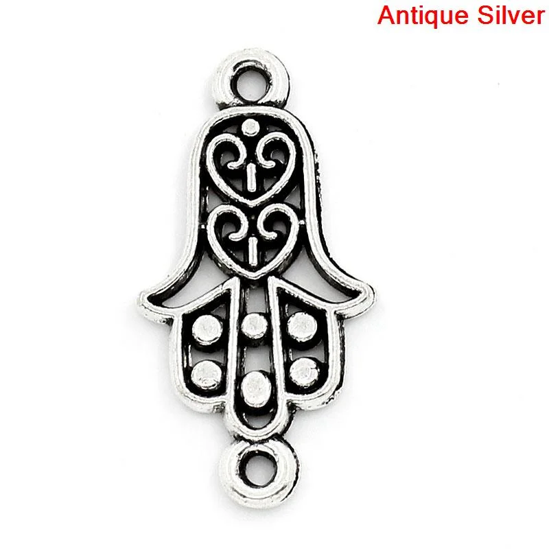 8 сезонов коннекторы фурнитура Hamsa ручная/Пальмовая антикварная Серебристая