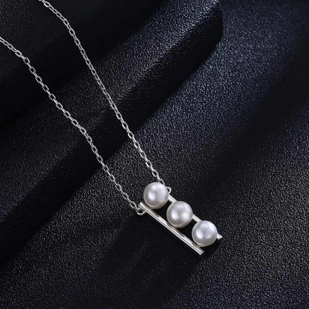 S925 Sterling Silver Three Pearls Necklaces Clavicle Chain Simple Temperament Short Section Items Trendy Fine Jewelry Free Box |