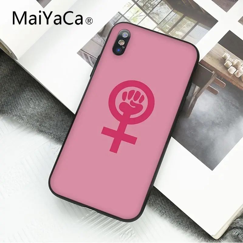 Розовый чехол для телефона с логотипом феминистского кулака iphone 12 11 pro MAX 8 7 6 6S Plus X