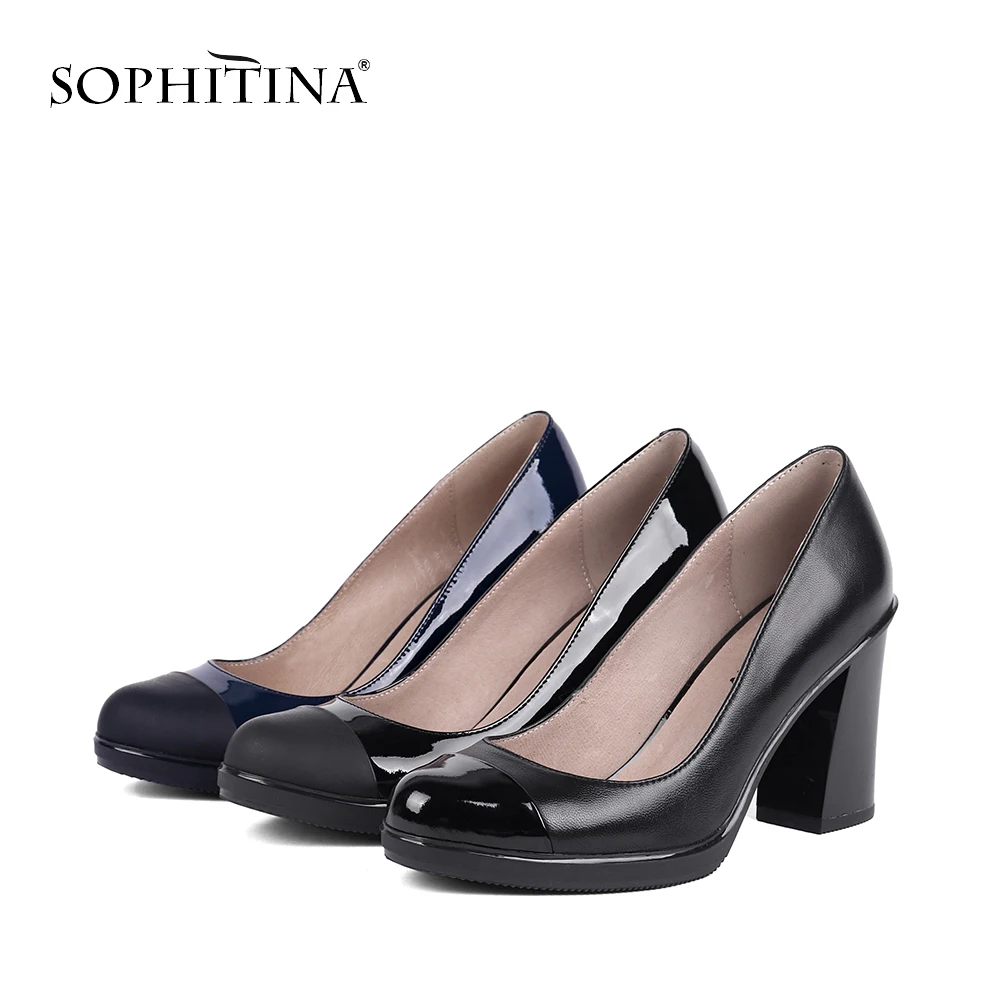 SOPHITINA/Туфли женские. Удобные туфли-лодочки с окруженным носком. Обувь женские из натуральной кожи высокого качества на квадратном каблуке и толстой подошве. Лидер продаж. Новинка. Удобная офисная обувь. SC142