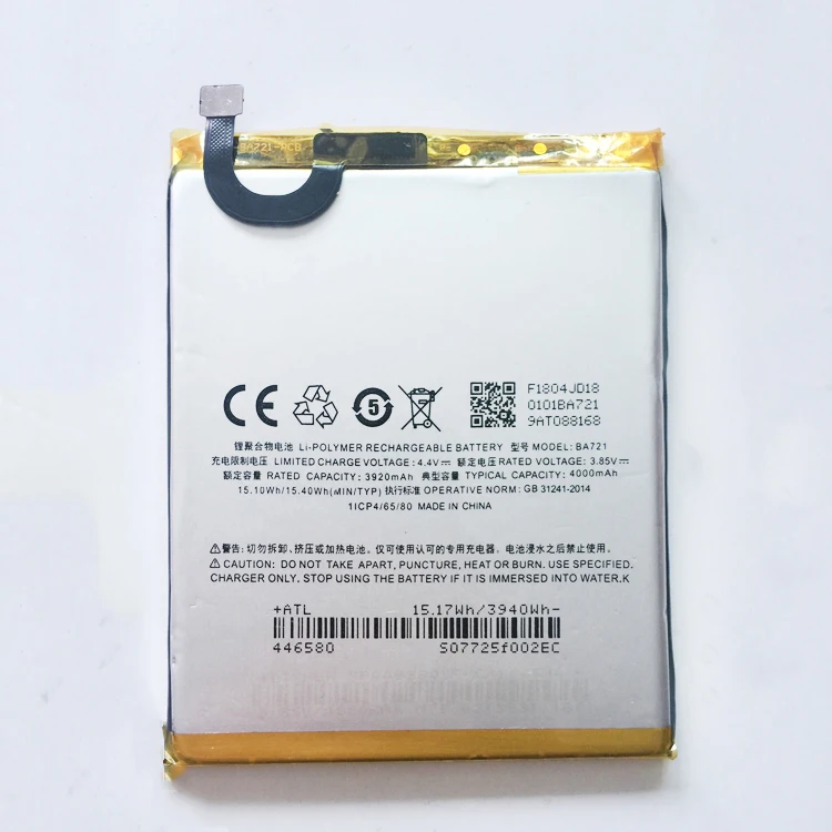 

2 шт./лот BA721 новая запасная батарея для телефона для Meizu Meilan Note 6 M721Q M6 4000 мАч внутренний мобильный телефон