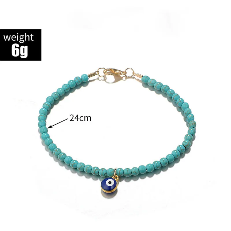 Модные летние ножные браслеты в стиле ретро с голубым дьявольским глазом
