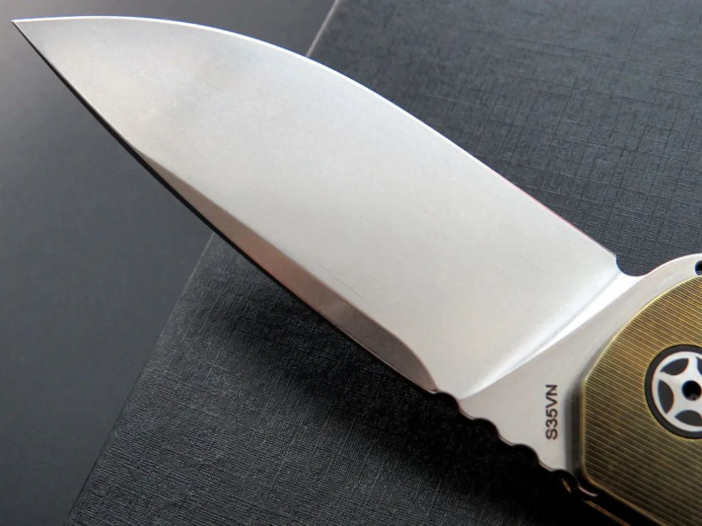 Высокое качество CH 3504 складной нож S35VN Stonewash лезвие Черное золото TC4 титановая ручка Шариковые подшипники Походный нож открытый инструмент