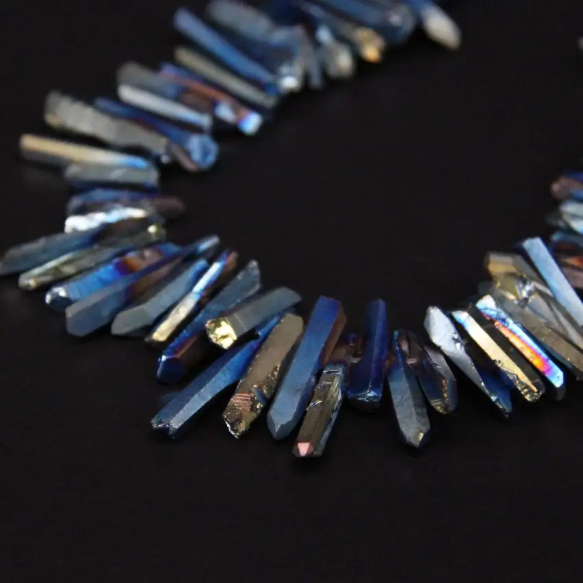 Бусины россыпью с отверстием сверху и кварцем из титана 15 5 дюйма нитка синего