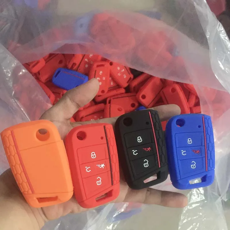 100 шт. аксессуары для автомобильных ключей силиконовый чехол VW golf 7 Seat 4 кнопки
