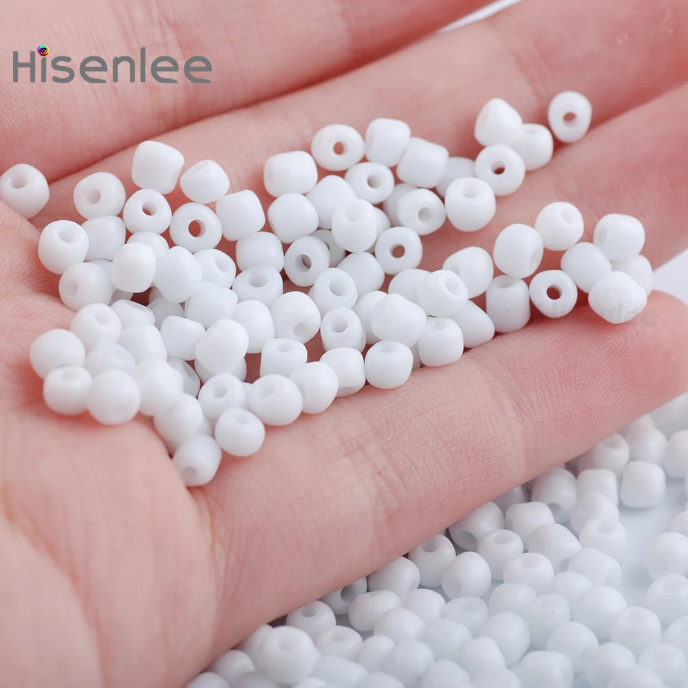 Hisenlee 4MM 50g (about 500pcs) White Czech Glass Seed Spacer Beads Austria Round Ceramic Texture Never Fade For Kid DIY | Украшения и