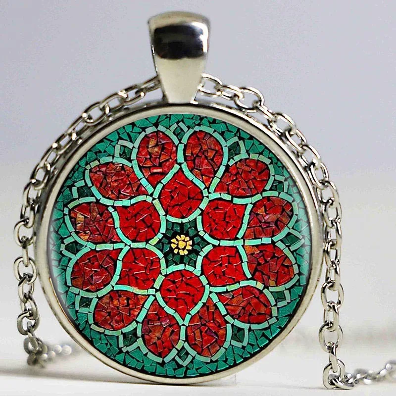 Мозаика картина цветок 9 видов стилей Серебряный кулон ожерелье длинные Чиан