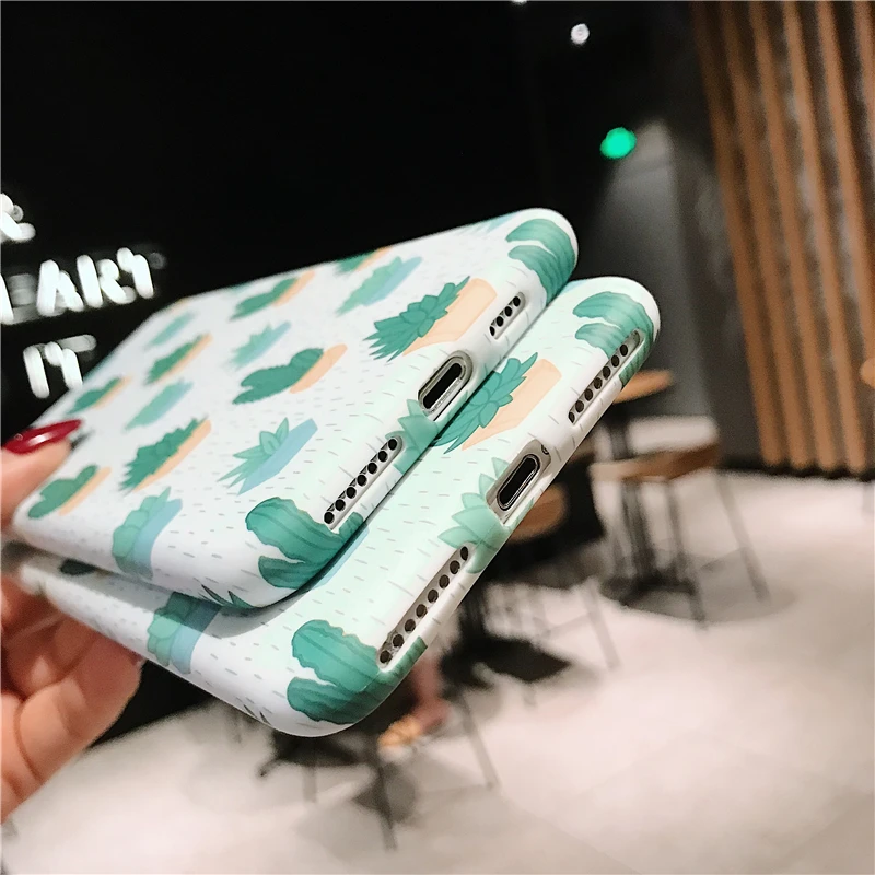 Sdreefge Green Plant Cactus Anti-stain Soft Shell Cover For iPhone X 6 6S 7 8 plus Phone Case iphone XR XS Max |