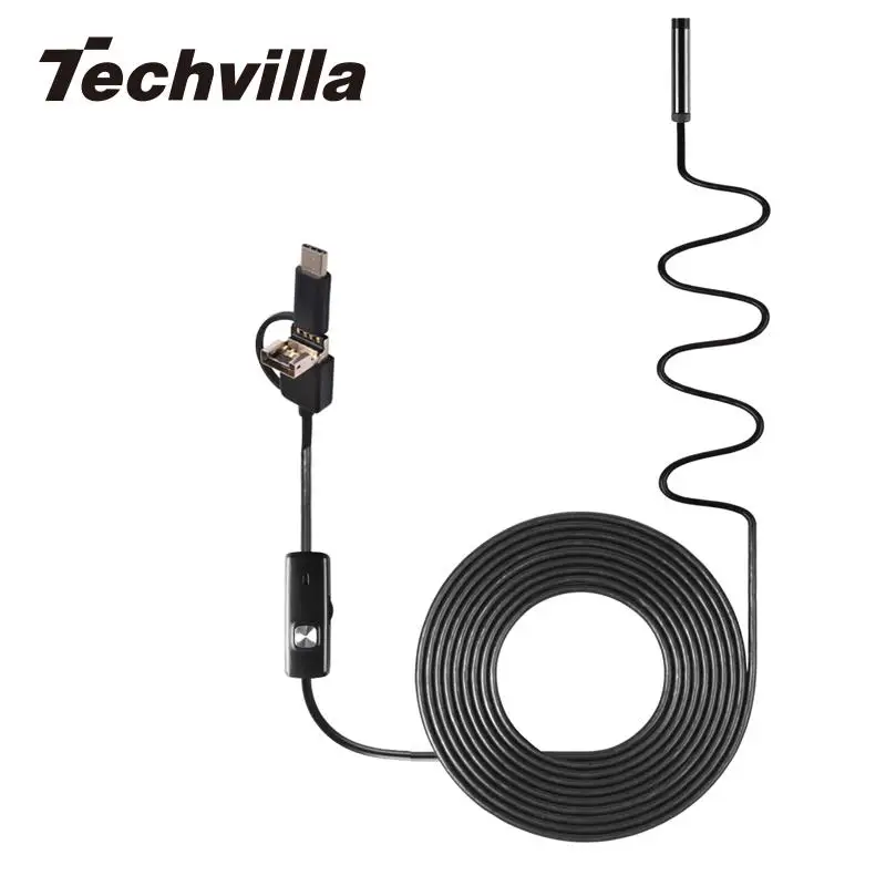 Techvilla USB Type-C 3 в 1 эндоскоп IP67 Водонепроницаемый инспекции мини Камера s Micro камера