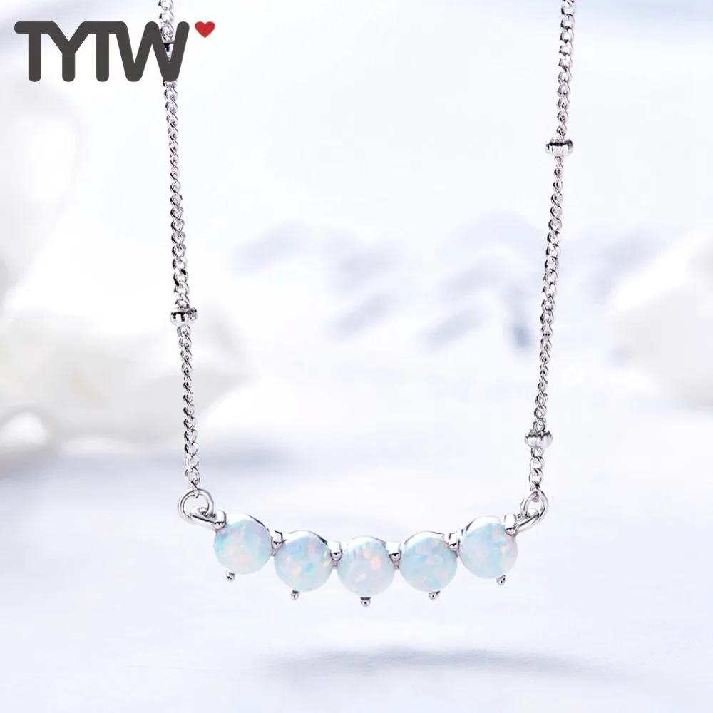 TYTW S925 Серебряное женское ожерелье с подвеской в виде улыбки круглая подвеска