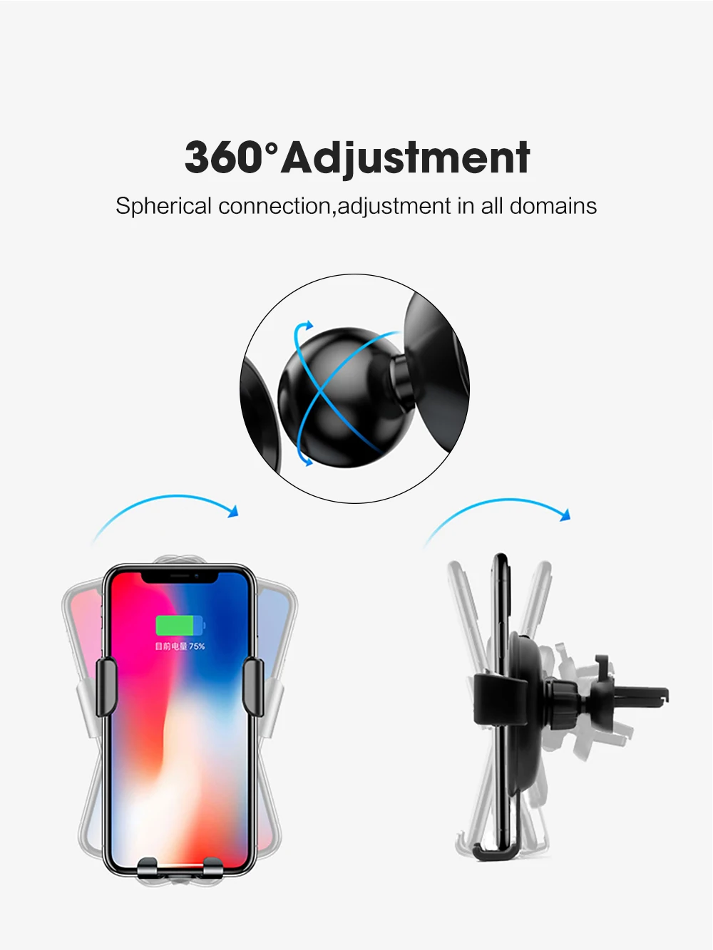 FDGAO 10 Вт беспроводное автомобильное зарядное устройство для iPhone 8 X XR XS Max samsung S10 S9 Xiaomi Mi 9 QC Быстрая Зарядка Qi Вентиляционное крепление держатель для телефона