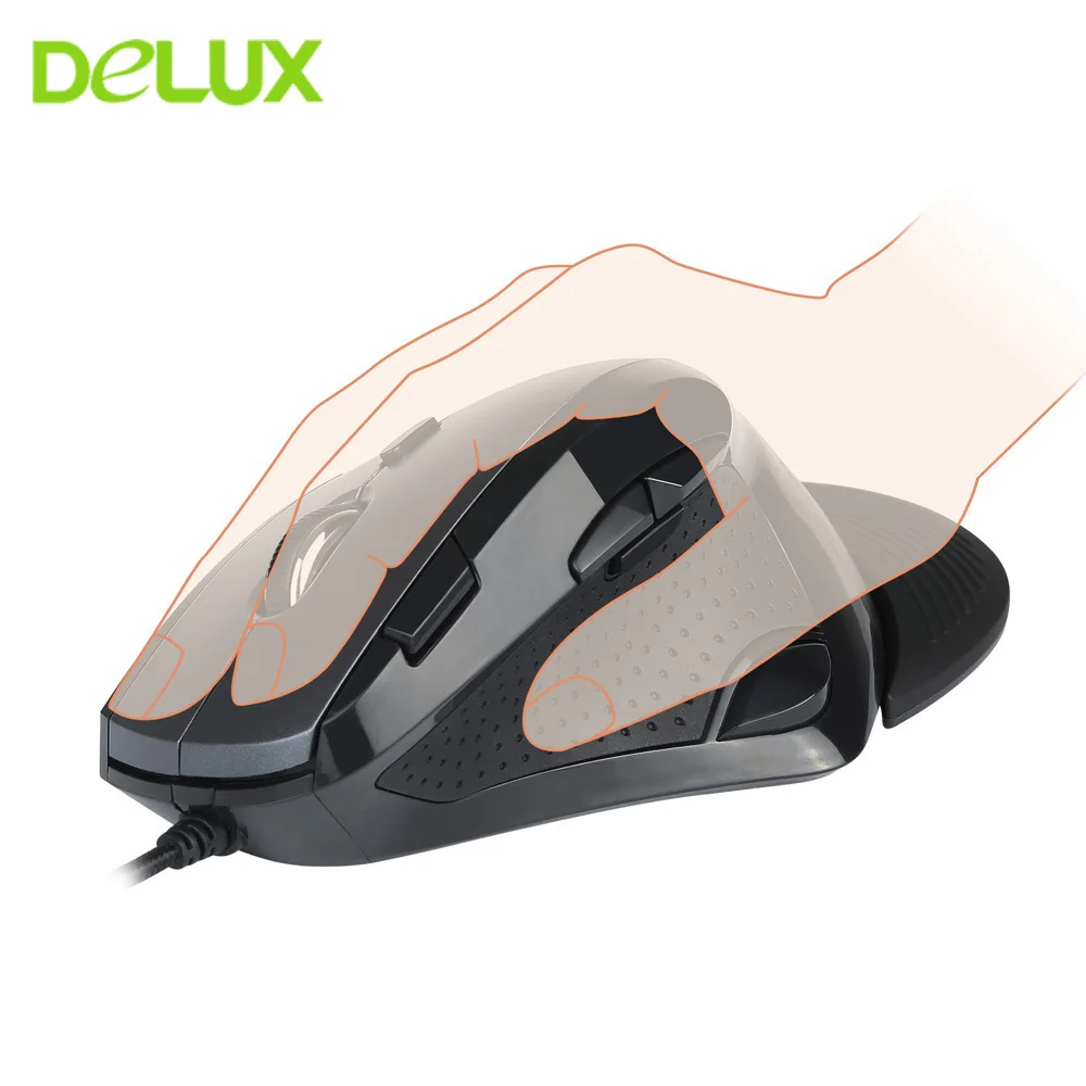 Вертикальная мышь Delux M910BU Проводная вертикальная Мышь 9 Кнопок 3200 Точек на дюйм