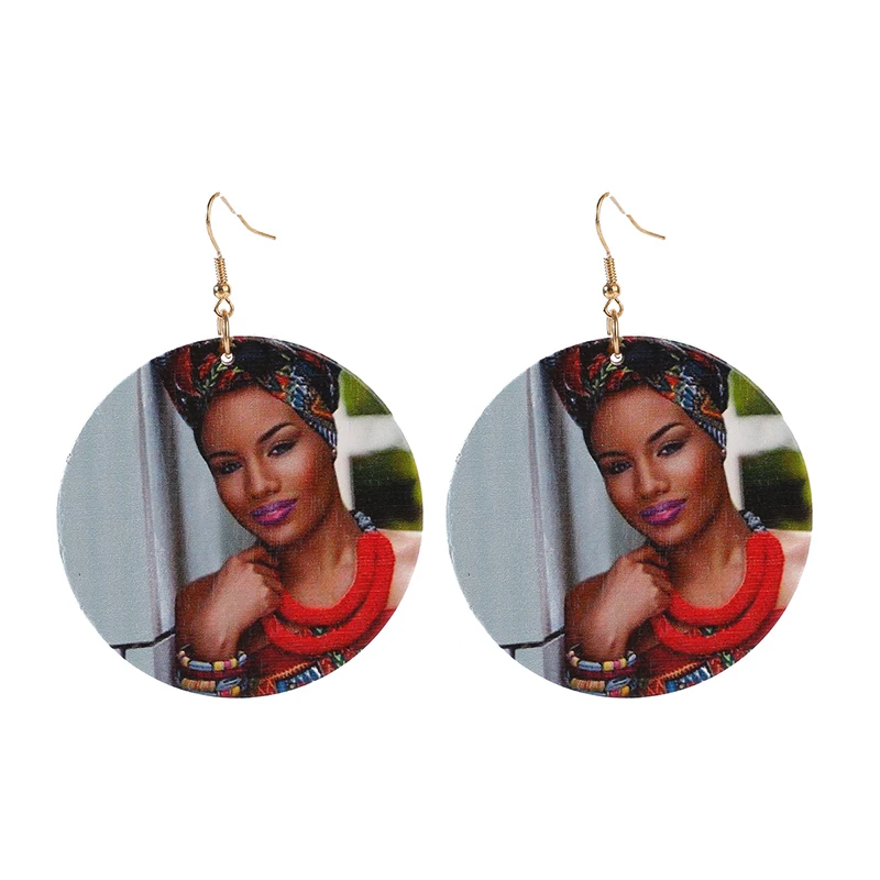 YULUCH 2018 Fashion Jewelry Woman Natural Handmade Wooden Painting Beautiful Round Pendant Earrings Gift | Украшения и аксессуары