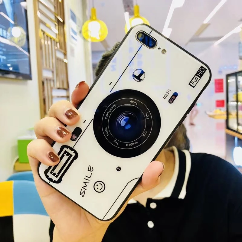 Easterm Новые 6 s чехлы закаленное стекло камера дизайн телефонные для iPhone 8 7 S плюс