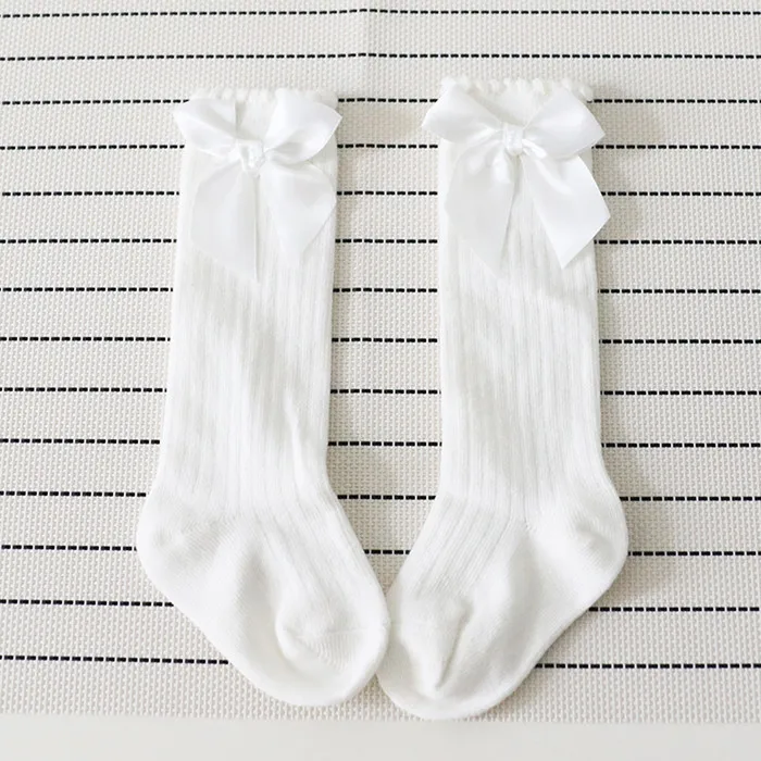 Cotton Baby Socks Bow Knee High Newborn Girl Anti Slip Leg Warmers Infant Kids Long Tube Booties Sokken 0-4T |