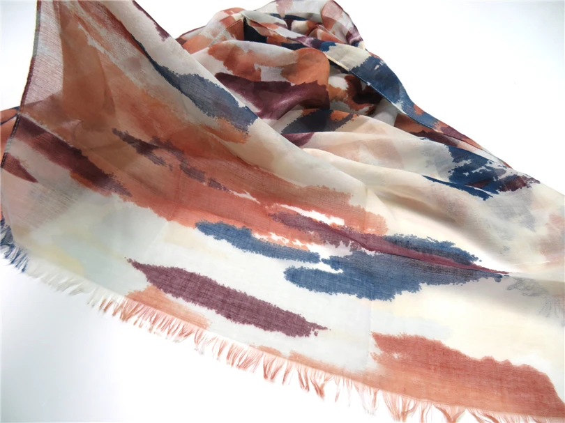 Кисточкой Шарф Для Женщин Печати Длинные Тонкие Шали Украл Дамы Полиэстер Типпет