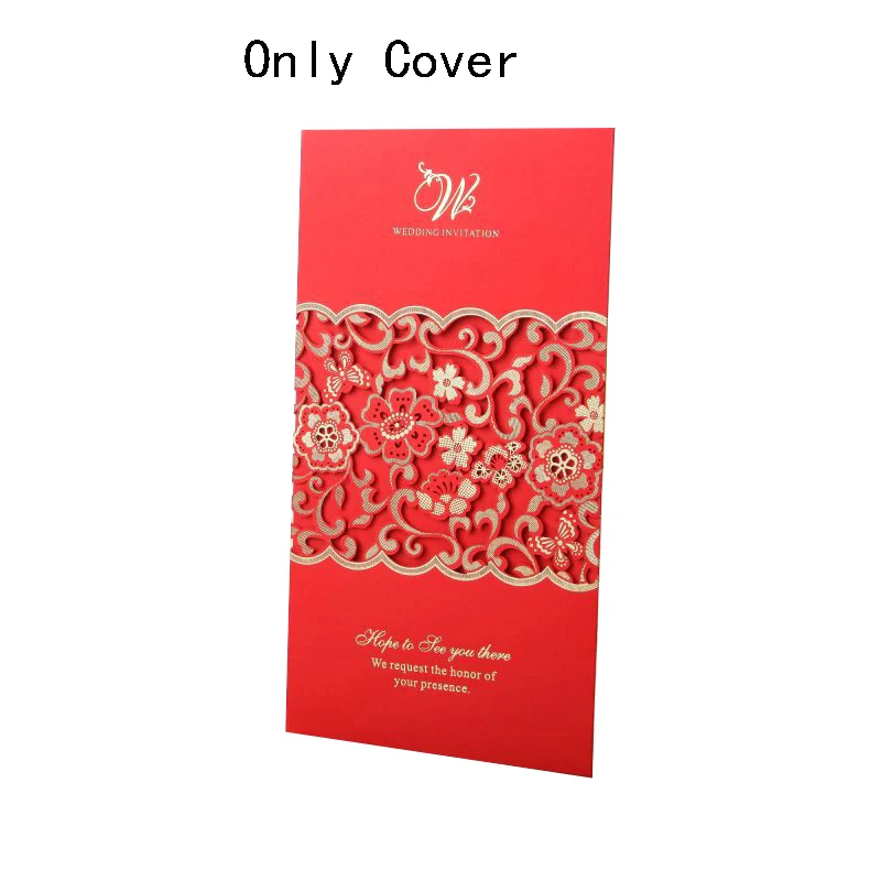 Only Red Cover 1 шт., синий, белый, красный, лазерная резка, свадебные пригласительные открытки, роза, элегантная поздравительная открытка, Заказные конверты, украшения для свадебной вечеринки - Цвет: Only Red Cover