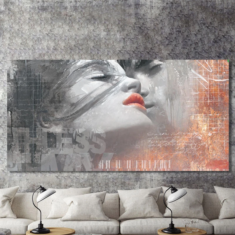 

Modern Graffiti Art Posters and Prints Wall Art Canvas Painting Abstract Lover Kiss Decorative Painting for Living Room Decor