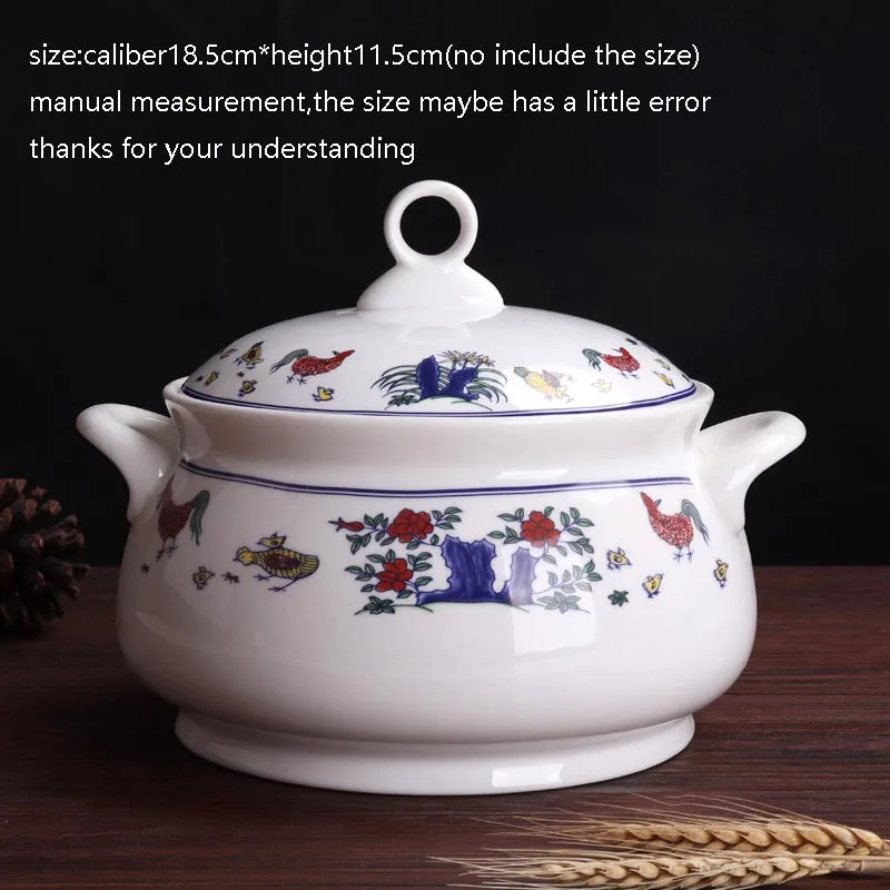 Керамическая кастрюля Цзиндэчжэнь набор крышек куриный узор контейнер для супа