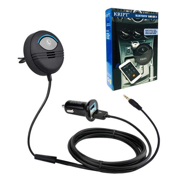 Kript 2-го поколения Bluetooth автомобильный комплект громкой связи можно подключить два мобильных телефона Поддержка APTX - Название цвета: BLACK