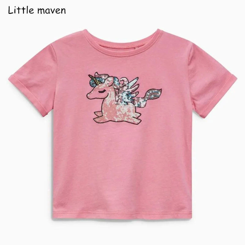 Little maven/Детская летняя одежда для маленьких девочек 2018 футболка с коротким