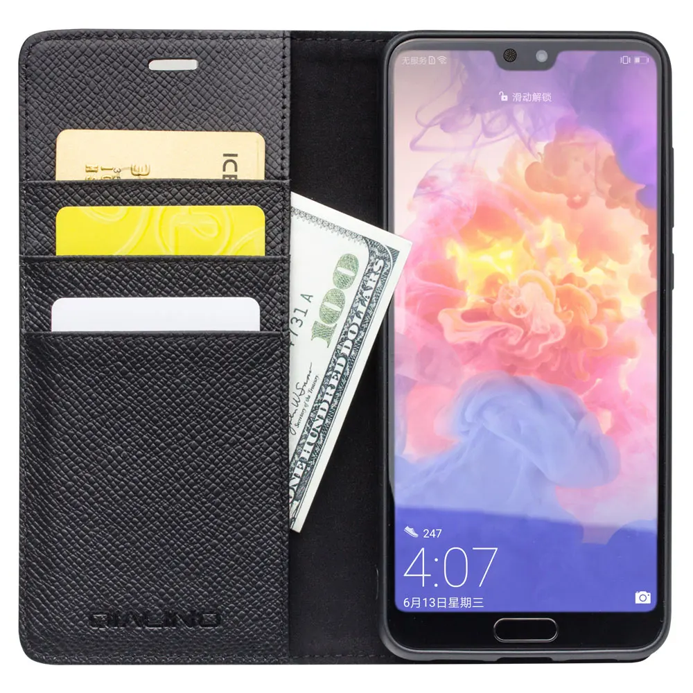 Чехол-книжка QIALINO из натуральной кожи для Huawei P20 чехол-бумажник ручной работы с