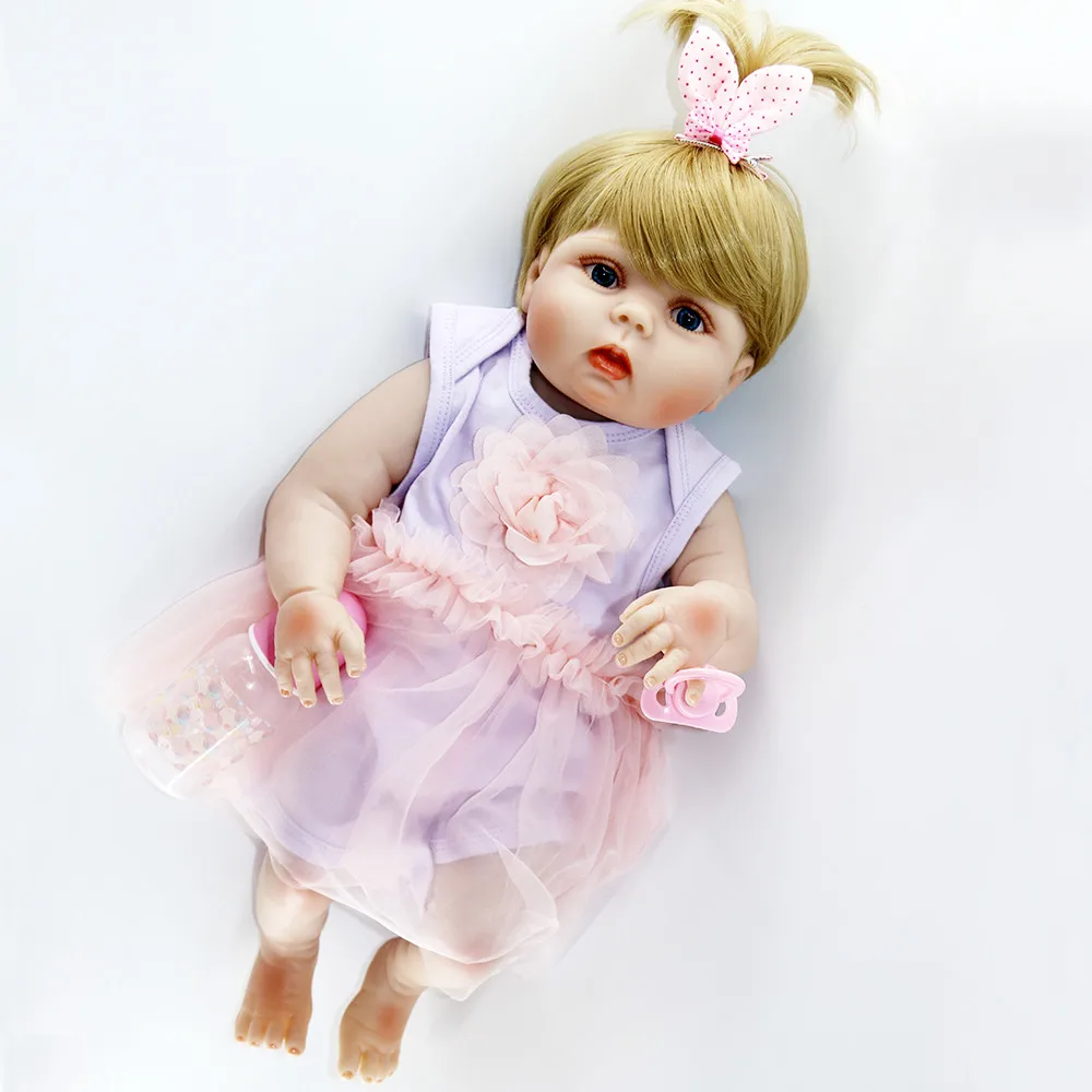 Игрушечные куклы Bebes Reborn из полного винила и силикона для детей подарок 23-57 см блондинки принцессы, можно купать.