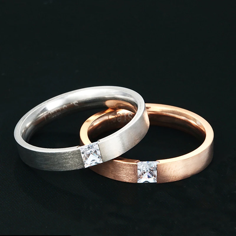 Трендовое простое свадебное кольцо миди из розового золота CZ камень нержавеющей
