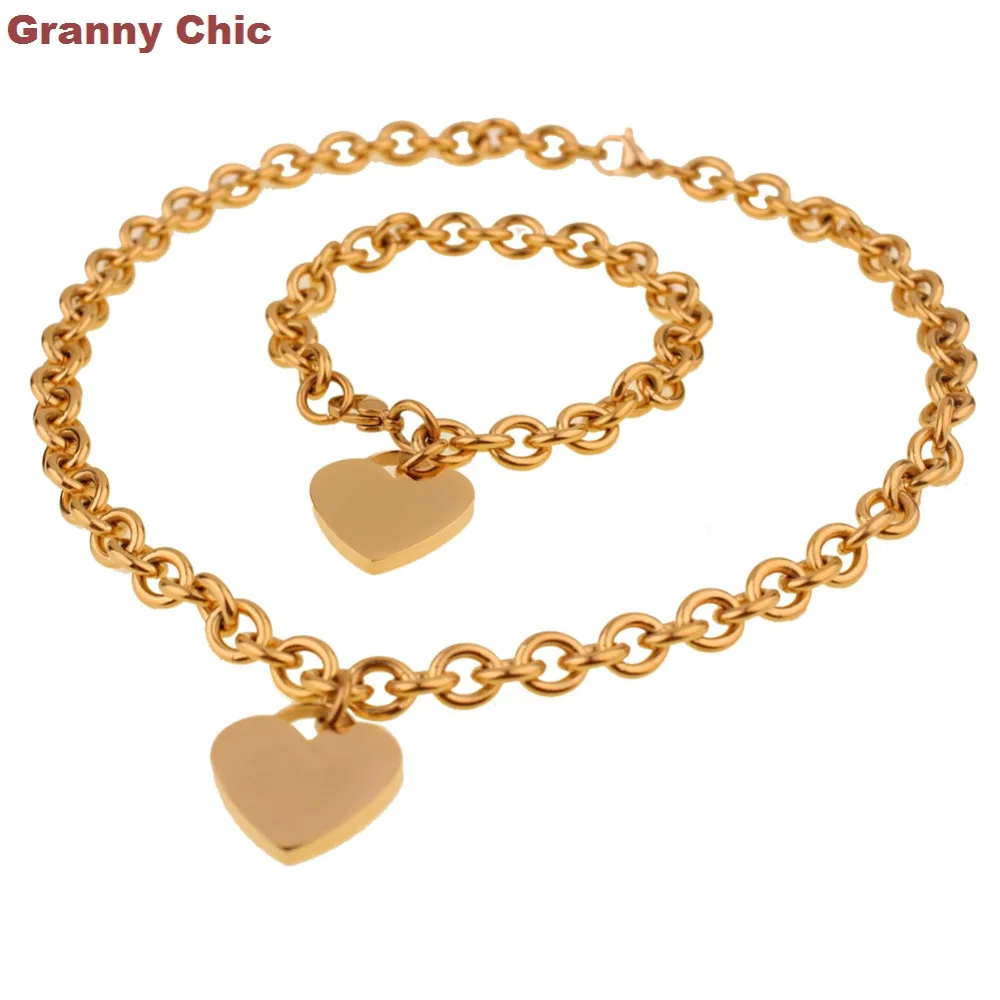 Набор женских ювелирных изделий Granny Chic золотистая цепочка из нержавеющей стали в