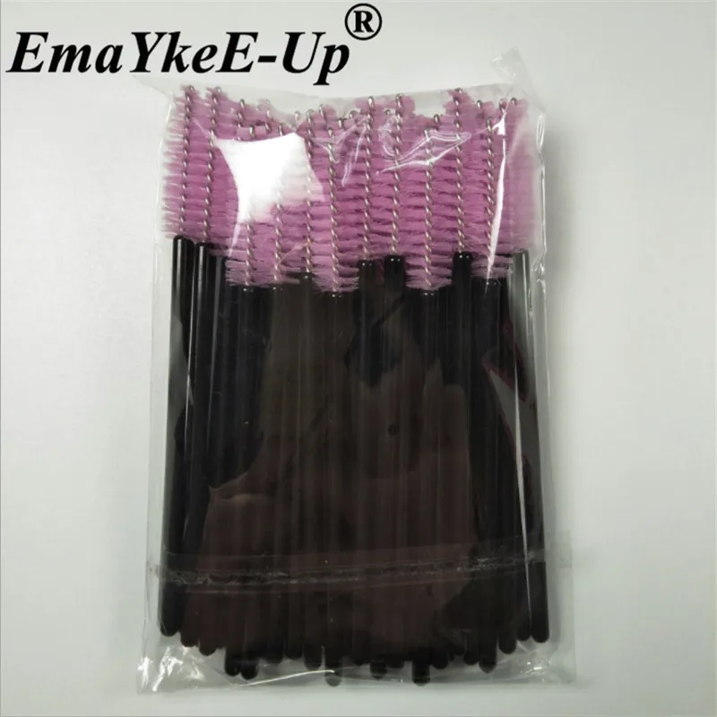 Black Pink-50pcs 50 шт./партия одноразовые нейлоновые палочки для туши для ресниц, синие, золотые, черные, розовые, красные кисти с ручкой, ресницы, кисти для макияжа, инструменты для наращивания ресниц - Цвет: Black Pink-50pcs