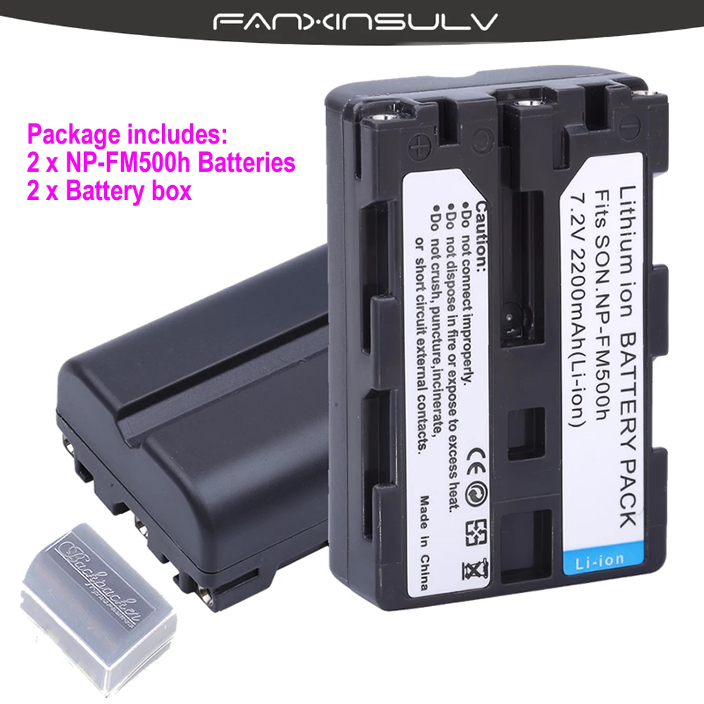 2x2200 мАч 7,2 V NP-FM500h NP FM500h Батарейки+ 2x Батарея коробка для SONY A77M2 A99 A900 A580 A200 A200K корабль с номером отслеживания