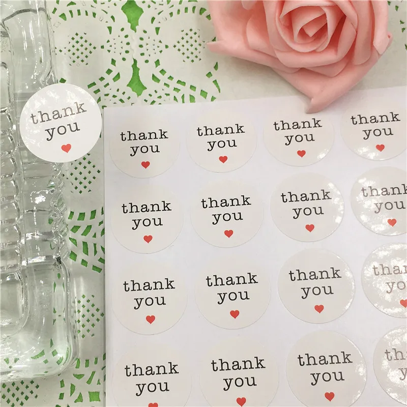 Yellow Sticker Self-adhesive Thank You Gift stickers for Wedding Packing Labels Sealing Round Trendy Stickers 500Pcs/Lot | Украшения и