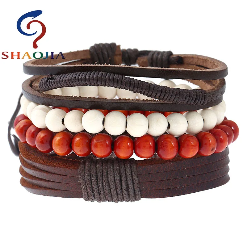 SHAOJIA 1 комплект 4 шт. модные красные и белые деревянные бусины очаровательные