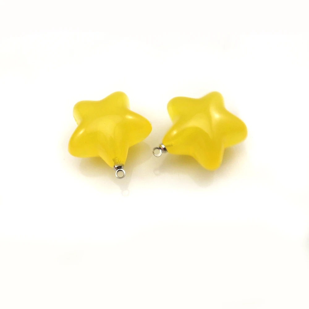 

Bright Jelly Yellow Star-shaped Acrylic Pendants For DIY 22mm 50pcs/lot
