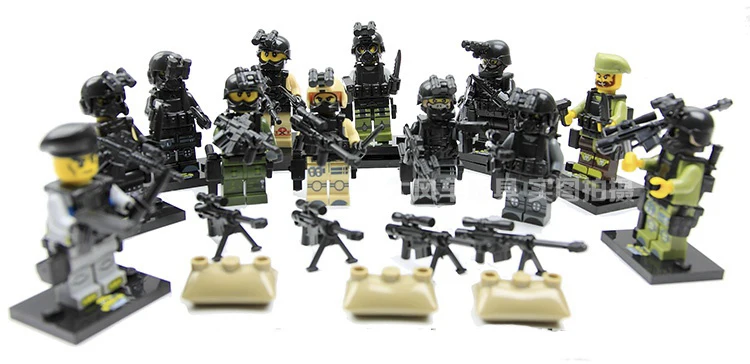 Pcs \ много сват Minifigures оригинальные игрушки полиция военная тактический оружие