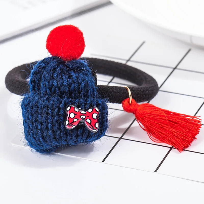 Вязаная шерстяная шляпа эластичные повязки для волос Женская резинка украшения