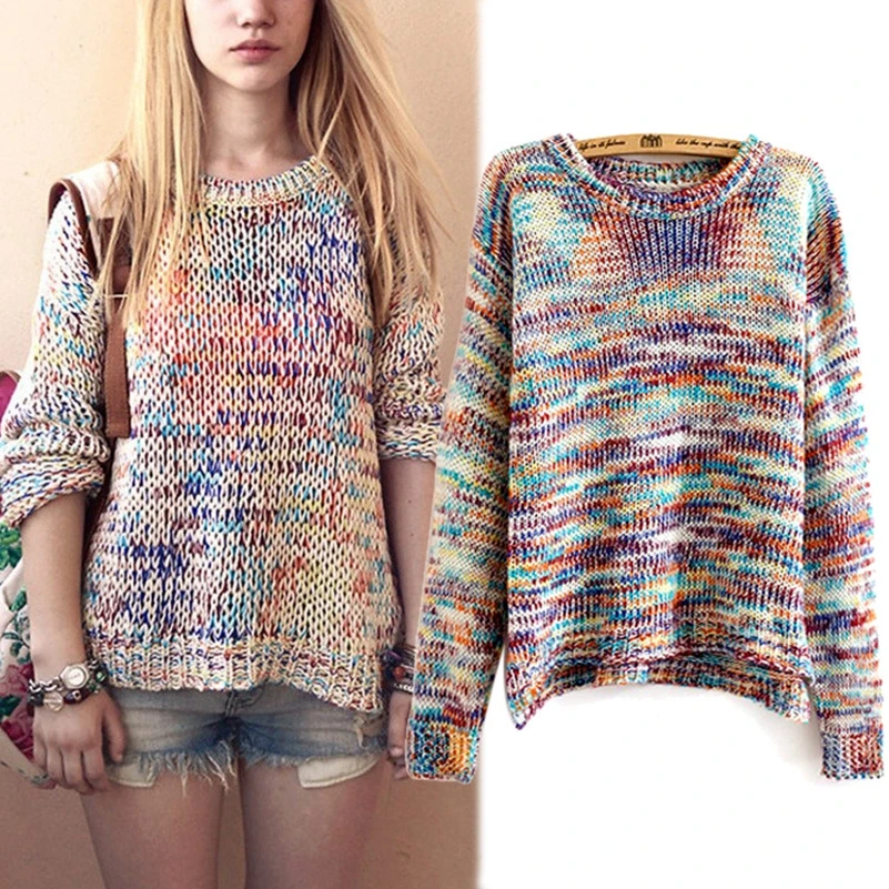 2016 женщины новый образец цвета свитера пуловеры мода молодой крючком свитер с