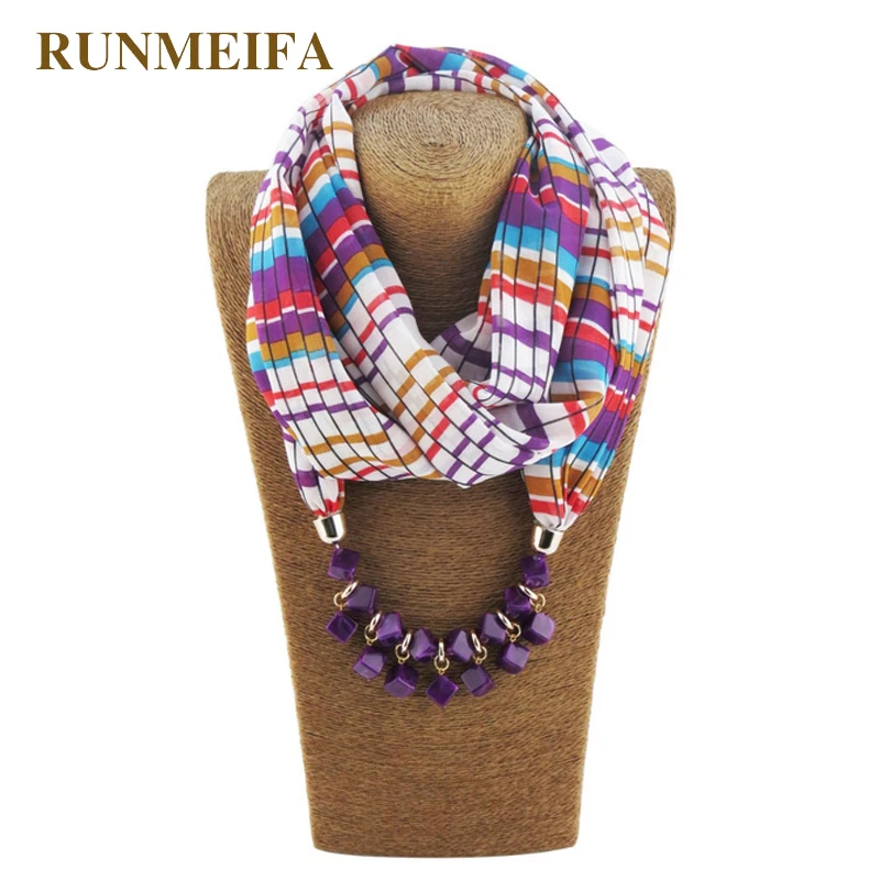 

[RUNMEIFA] Amazing Fashion Women Chiffon Printed Luxury Brand Scarfs Pendant Scarf Jewelry Neklace Scarves Beach Shawl Wraps