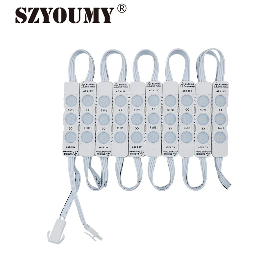 

SZYOUMY High Voltage AC 110V 220V SMD 2835 3LED Injection Module Lights With Lens 1.8W High Power 500PCS A Lot DHL Free Shipping
