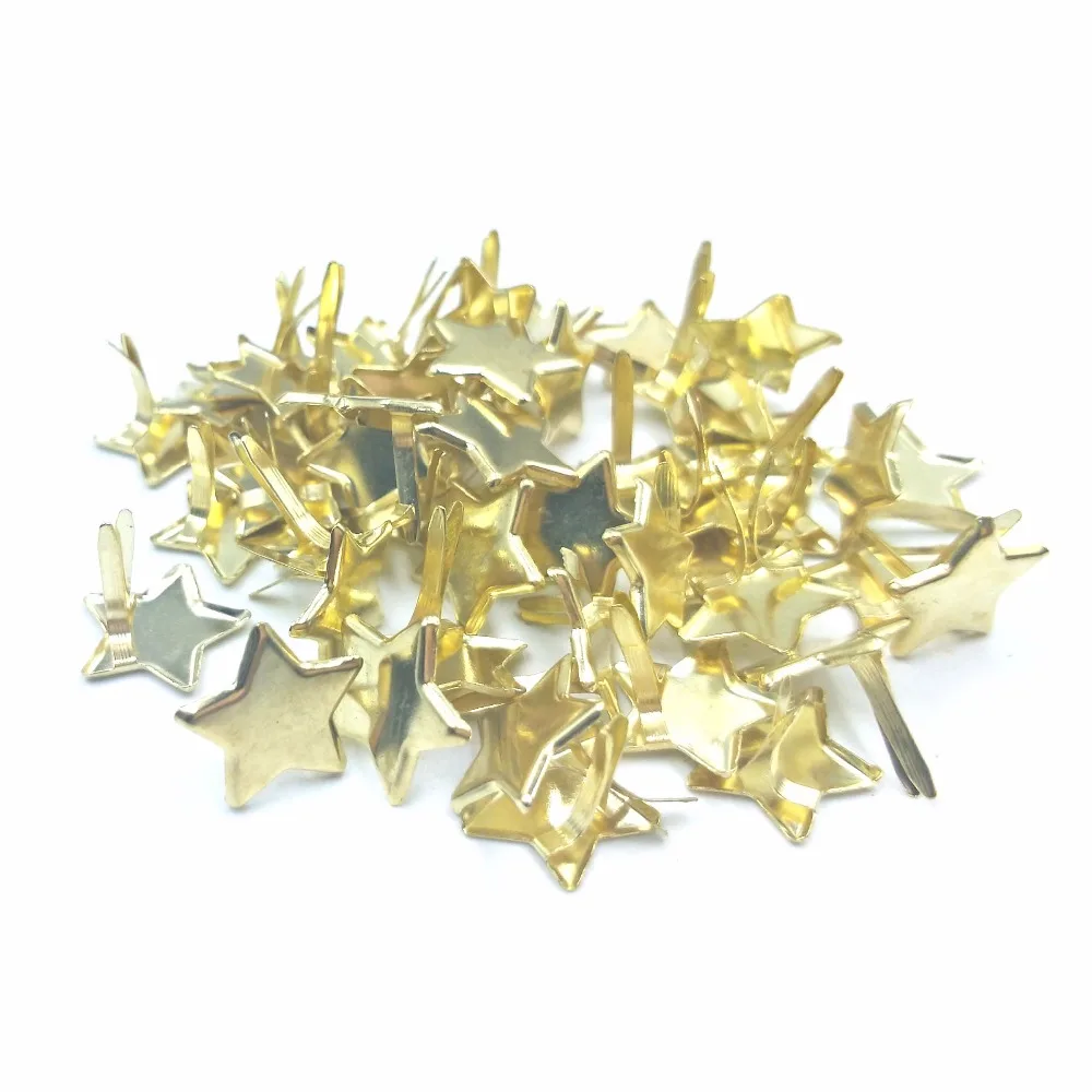 

50PCs Star Brad Scrapbooking Embellishment Fastener Brads Metal Crafts For Shoes Nails Needle DIY Decoration Photo Clips 14*12mm