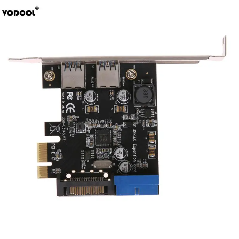 VODOOL U3V14S PCIE передачи 2 Порты USB3.0 карты расширения для рабочего стола спереди 19/20PIN Интерфейс для Windows XP/7/8/8,1/10; Прямая поставка