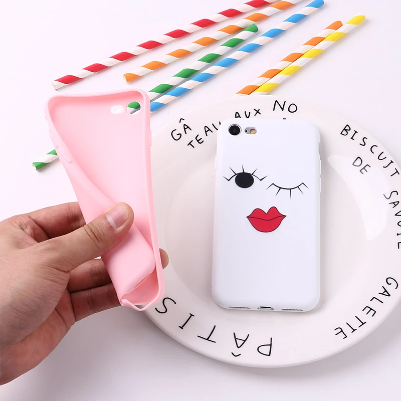 For iPhone 11 12 Pro 6S 8 8Plus X 7 7Plus XS Max Soft Silicone Frosted Matte Case Fundas Coque Cute Sexy Lips Lovely Graceful | Мобильные