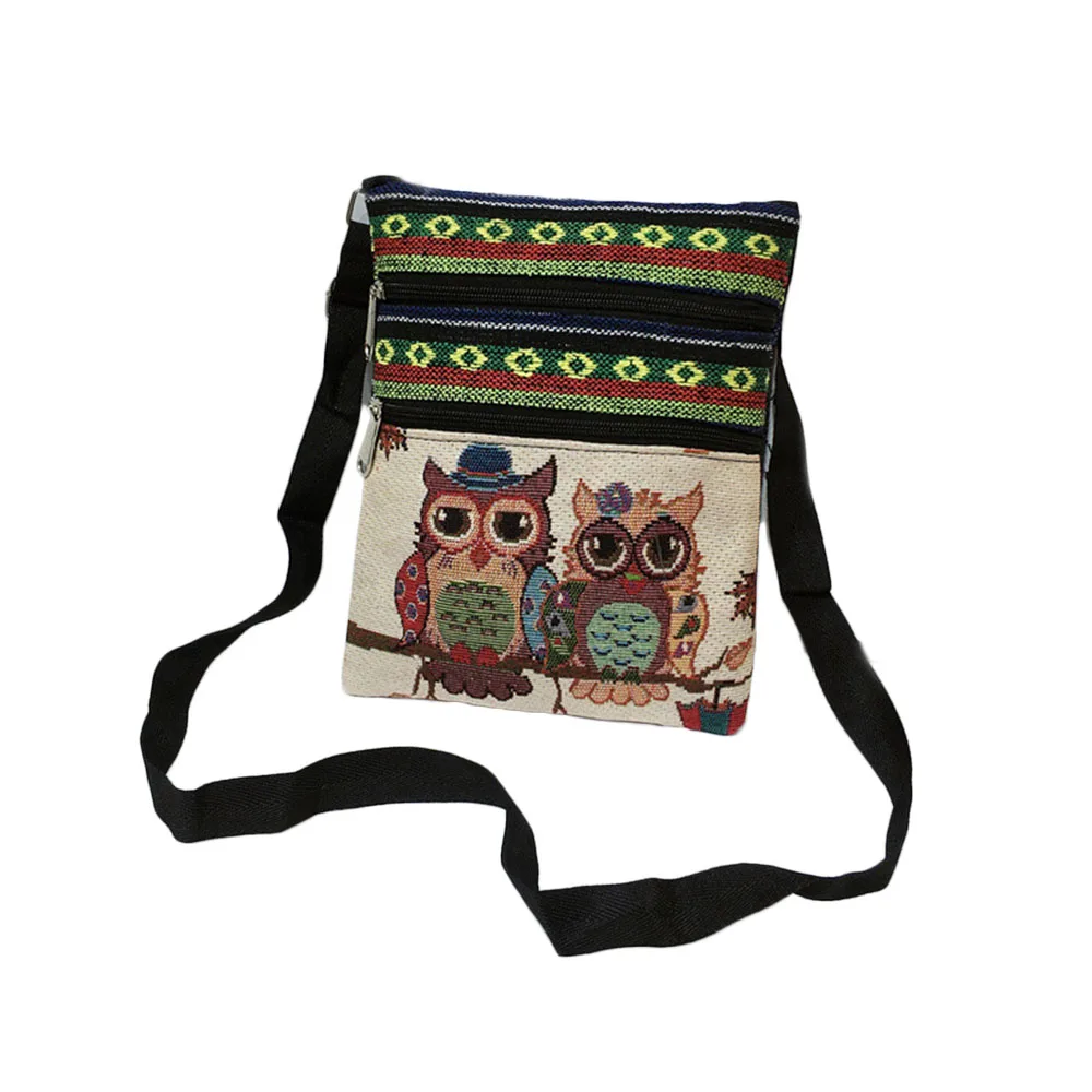4 Summer Women Messenger Bags Zips Bag Lady Canvas Cartoon Owl Printed Crossbody Shoulder Bags Small Female Wallet Bag 19*25cm - Цвет: 4