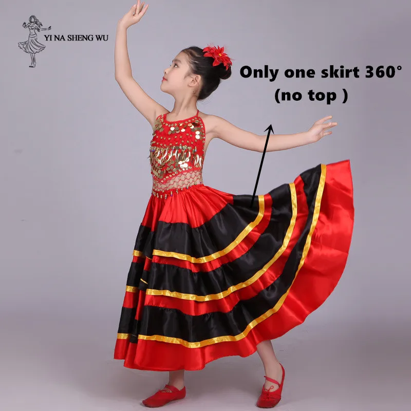 360 degree skirt Костюмы для танца живота; детская длинная юбка для танцев; одежда для выступлений на сцене; большая юбка-качели для танцев; одежда для цыганских танцев для девочек - Цвет: 360 degree skirt