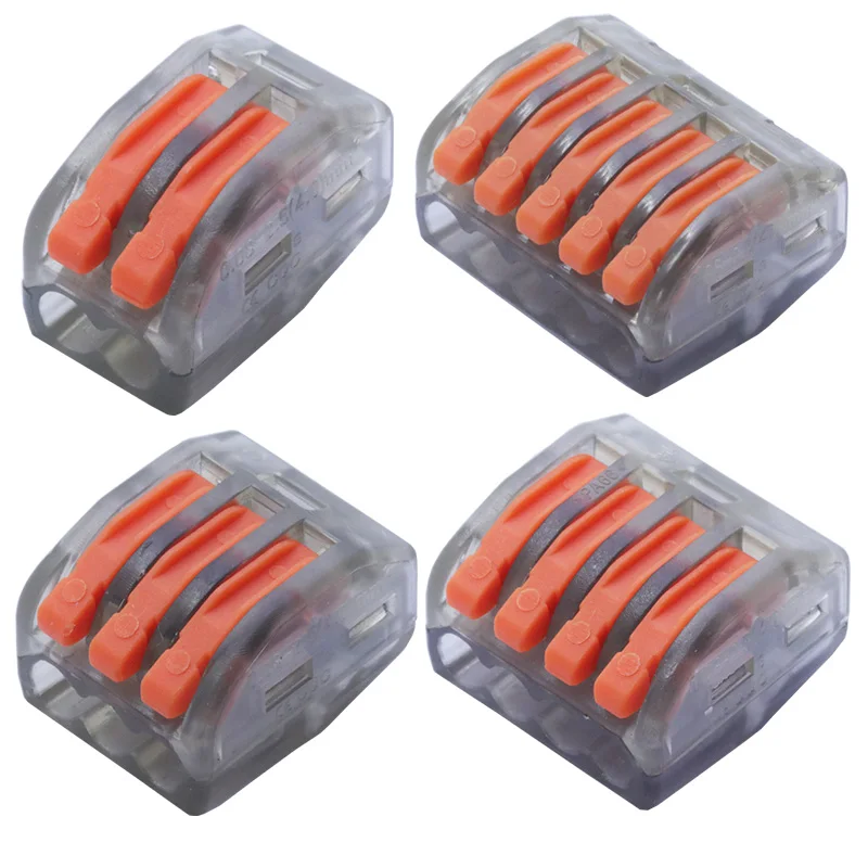 100pcs 222 Mini Fast Wire Connectors Universal Compact Wiring Connector Push-in Terminal Block Splice Cable Splitter | Обустройство